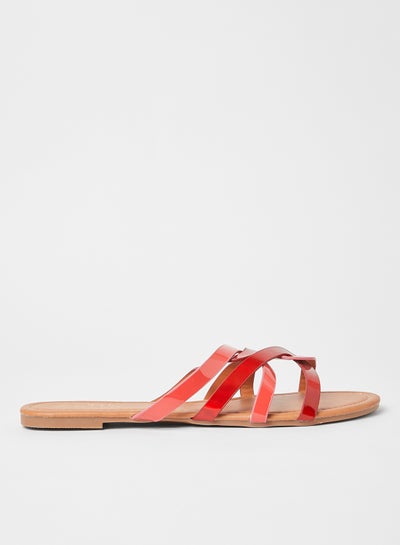 Buy Slip-On Flat Sandals Red in Saudi Arabia