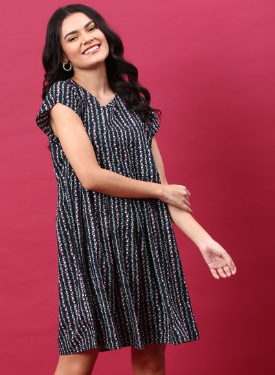 Buy Casual Stylish Mini Dress Multicolour in Saudi Arabia