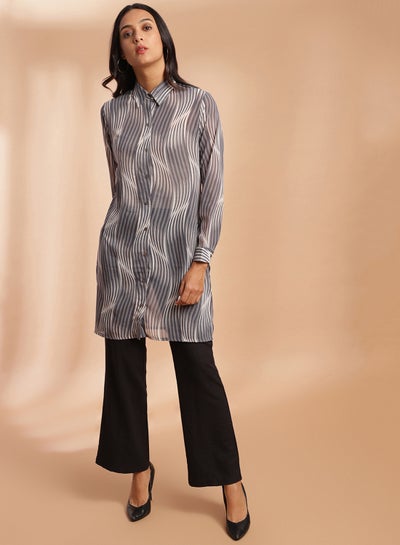 Buy Casual Stylish Printed Shirt Grey in Egypt