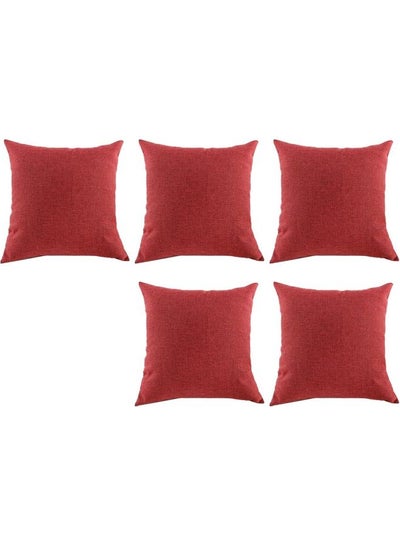 Buy 5-Piece Decorative Cushion Red 30x30cm in Saudi Arabia