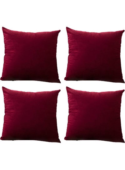 Buy 4-Piece Decorative Cushion Set Red 30x30cm in Saudi Arabia