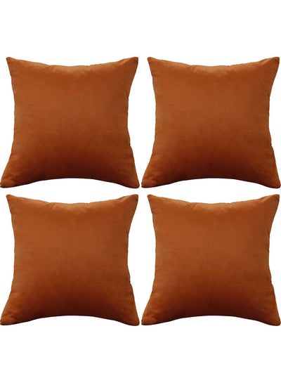 Buy 4-Piece Decorative Cushion Set Orange 40x40cm in Saudi Arabia