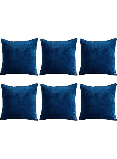 Buy 6-Piece Decorative Filled Cushion Set Blue 30x30cm in Saudi Arabia