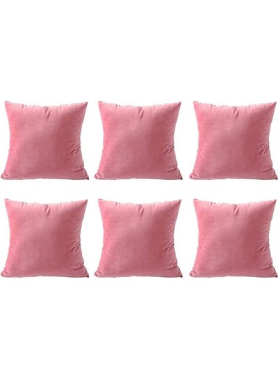 Buy 6-Piece Decorative Filled Cushion Set Pink 30x30cm in Saudi Arabia