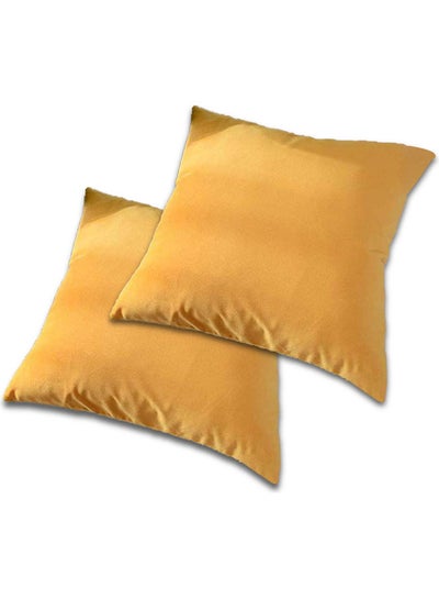 Buy 2-Piece Decorative Cushion Yellow 25x25cm in Saudi Arabia