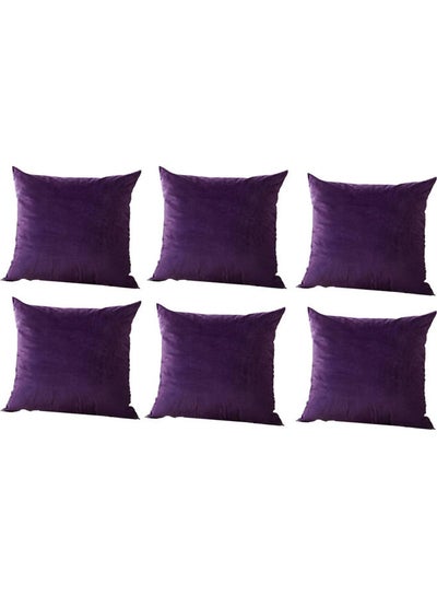 Buy 6-Piece Decorative Filled Cushion Set Purple 30x30cm in Saudi Arabia