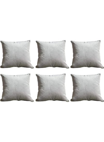 Buy 6-Piece Decorative Filled Cushion Set Grey 30x30cm in Saudi Arabia