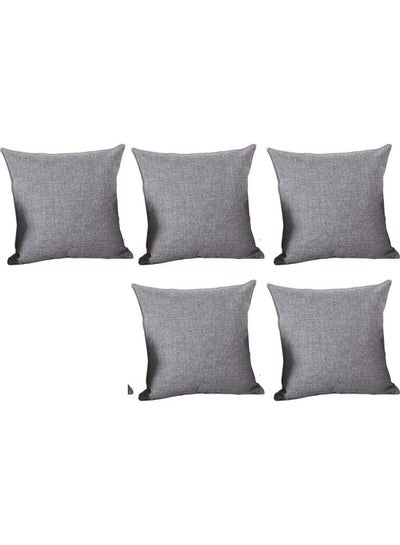 Buy 5-Piece Decorative Cushion Set Grey 65x65cm in Saudi Arabia