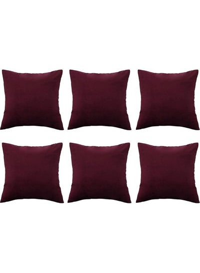 Buy 6-Piece Decorative Filled Cushion Set Red 40x40cm in Saudi Arabia