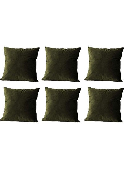 Buy 6-Piece Decorative Filled Cushion Set Green 40x40cm in Saudi Arabia