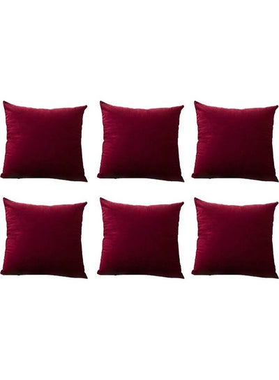 Buy 6-Piece Decorative Filled Cushion Set Red 30x30cm in Saudi Arabia