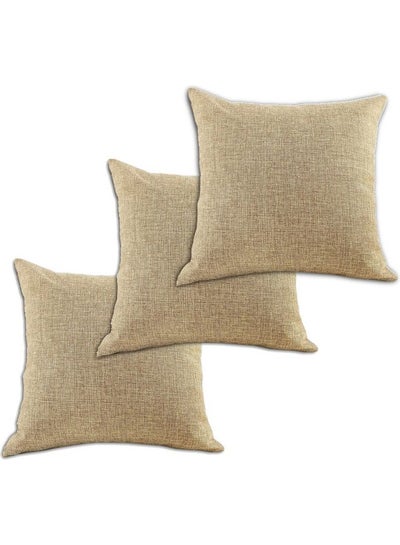 Buy 3-Piece Decorative Cushion Set Beige 40x40cm in Saudi Arabia