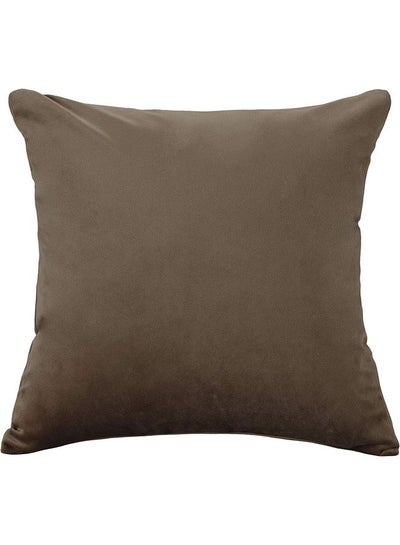 Buy Velvet Decorative Cushion Brown 25x25cm in Saudi Arabia