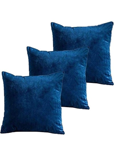 Buy 3-Piece Decorative Cushion Set Blue 30x30cm in Saudi Arabia