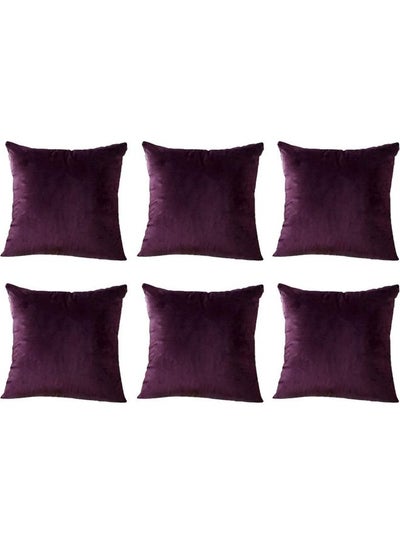 Buy 6-Piece Decorative Filled Cushion Set Purple 30x30cm in Saudi Arabia