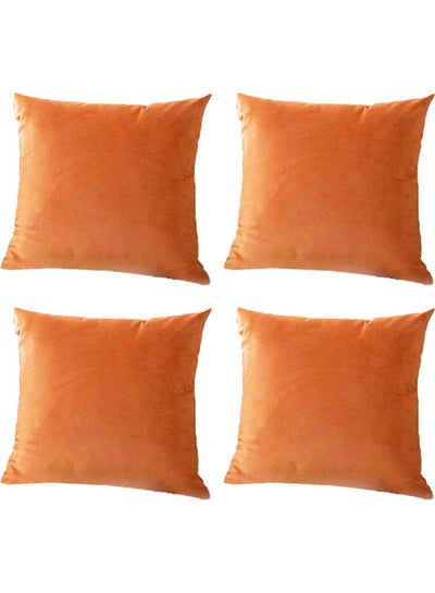 Buy 4-Piece Decorative Cushion Orange 25x25cm in Saudi Arabia