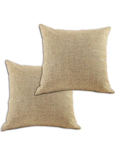 Buy 2-Piece Decorative Cushion Beige 40x40cm in Saudi Arabia