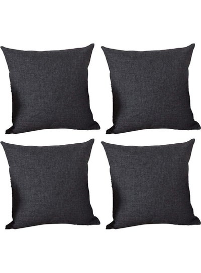 Buy 4-Piece Decorative Cushion Black 25x25cm in Saudi Arabia