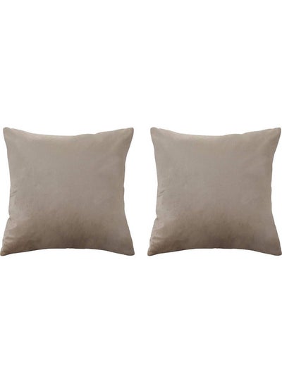 Buy 2-Piece Decorative Cushion Grey 65x65cm in Saudi Arabia