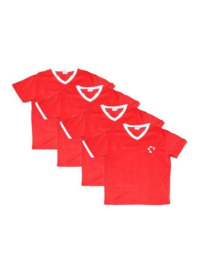 Buy Plain Basic V-Neck Shirt Red / White in Egypt