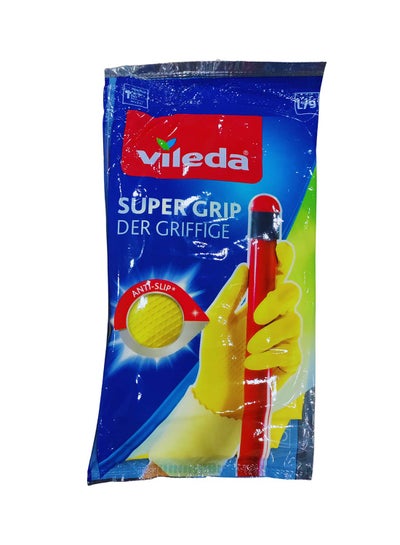 Buy Super Grip Durable Reusable Gloves Large Yellow in Saudi Arabia