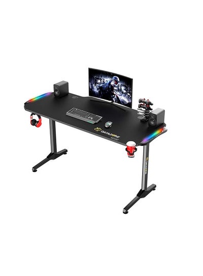 Buy Professional RGB Gaming Table 140cm, Carbon Fiber Waterproof Surface, Cup Holder, Headphone Hook And Power Management Box, Gamepad Holder And Mouse Pad Black, GT-351RGB in Saudi Arabia