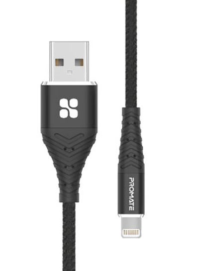 Buy Fabric Braided USB to Lightning Connector Cable 1M Black in UAE