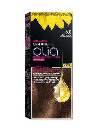 Buy Olia No Ammonia Permanent Haircolor Powered Color 6.0 Light Brown in UAE