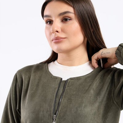 Buy Plain Basic Jacket Olive in Egypt