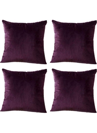 Buy 4-Piece Filled Decorative Cushion Set Purple 30x30cm in Saudi Arabia