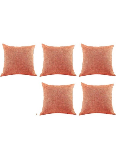 Buy 5-Piece Decorative Cushion Orange 25x25cm in Saudi Arabia