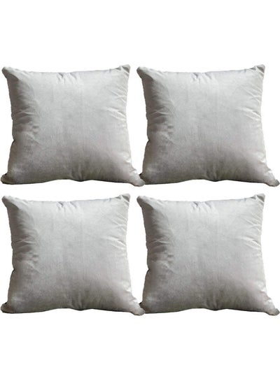 Buy 4-Piece Velvet Decorative Cushion Grey 25x25cm in Saudi Arabia