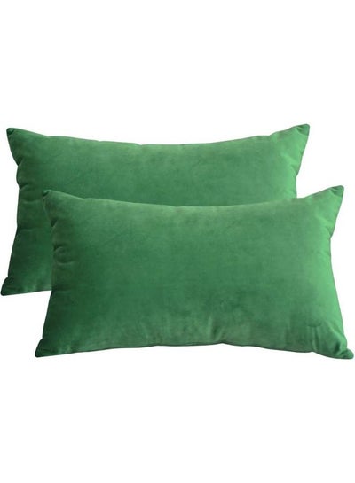 Buy 2-Piece Decorative Pillow Set Green 30x50cm in Saudi Arabia