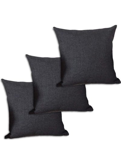 Buy 3-Piece Decorative Cushion Black 40 x 40cm in Saudi Arabia