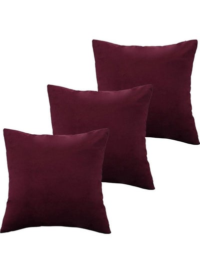 Buy 3-Piece Decorative Cushion Set Red 30x30cm in Saudi Arabia