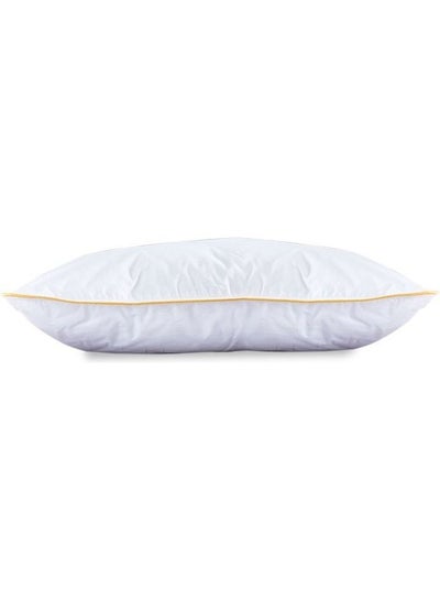 Buy 2 Pieces Prime Hotel Pillow with Golden Line Microfiber White/Gold 75x50cm in Saudi Arabia