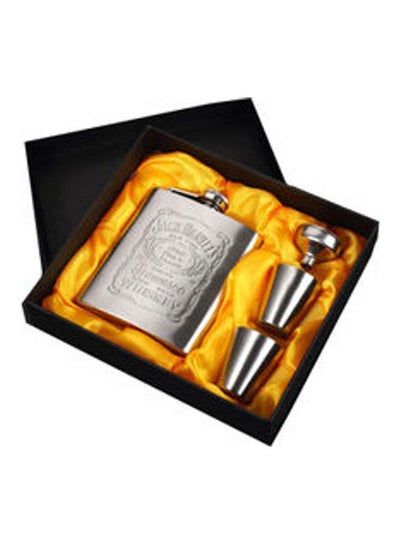 Buy Stainless Steel Hip Flask Funnel And Shot Glass Set Silver in Saudi Arabia