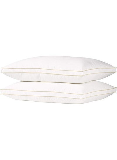 اشتري 2-Piece Solid Hotel Pillow Set مزيج القطن أبيض 90x50سم في السعودية