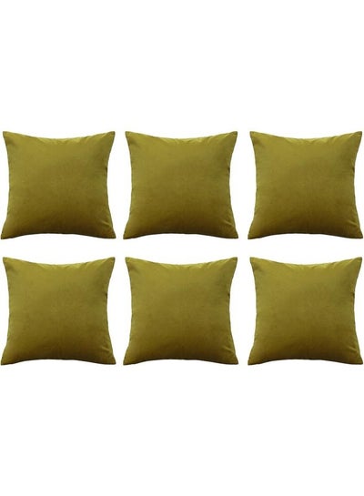 Buy 6-Piece Velvet Decorative Cushion Green 30 x 30cm in Saudi Arabia