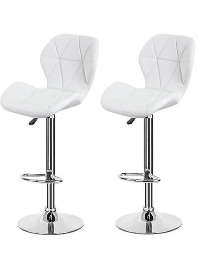 Buy 2-Piece Diamond Style Bar Stools White 40D x 50W x 110Hcm in UAE