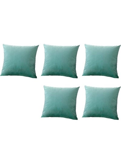 Buy 5-Piece Velvet Decorative Cushion Green 65 x 65cm in Saudi Arabia