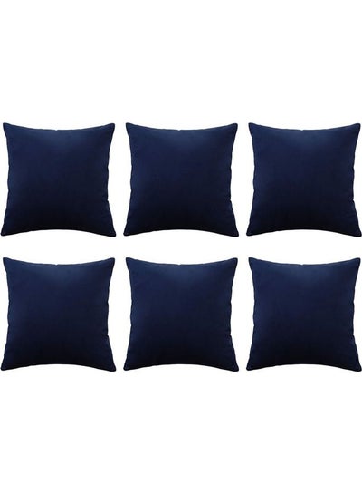 Buy 6-Piece Square Shaped Decorative Cushion Set Blue 30x30cm in Saudi Arabia