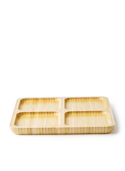 اشتري Serving Platter - Made Of Bamboo - Square (Large) - Serving Plate - Serving Dishes - Tray - Brown Brown في السعودية