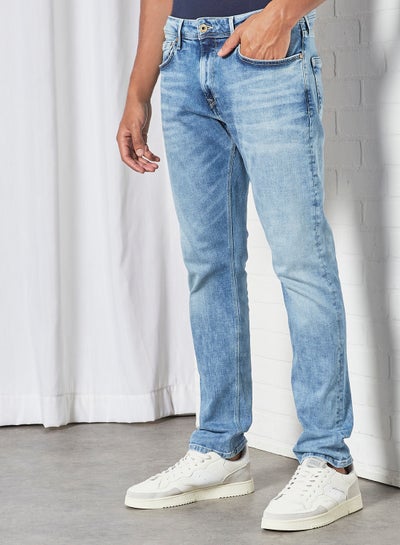 Buy Tapered Fit Jeans Blue in Saudi Arabia