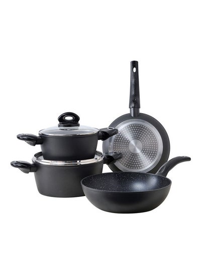 Buy 6-Piece Orion Forged Aluminium Induction Bottom Non-Stick Cookware Set Grey/Black in UAE