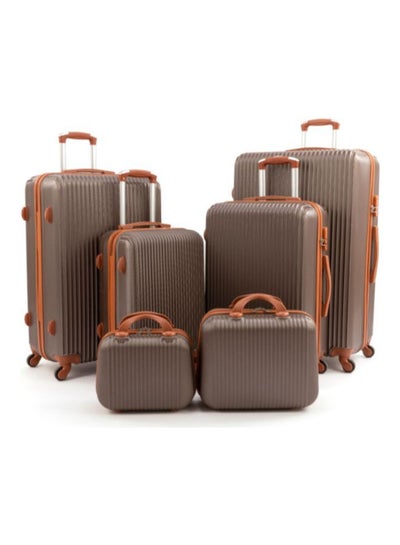 اشتري 6-Piece Hardside Luggage Trolley Bag Set Coffee في السعودية