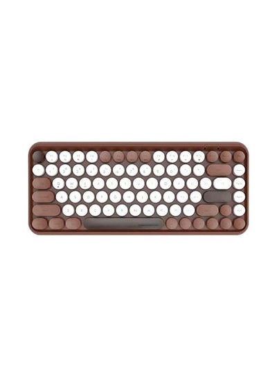 Buy Wireless Bluetooth keyboard, Cute Mini 84-key Compact Keyboard, 2.4GHz wireless connect, Typewriter ABS Retro Round Key Caps, Matte Panel, Ergonomic Design for PC Computer Laptops Chocolate in UAE