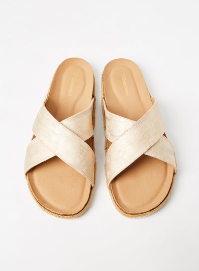 Buy Comfortable Flat Sandals Gold in Saudi Arabia