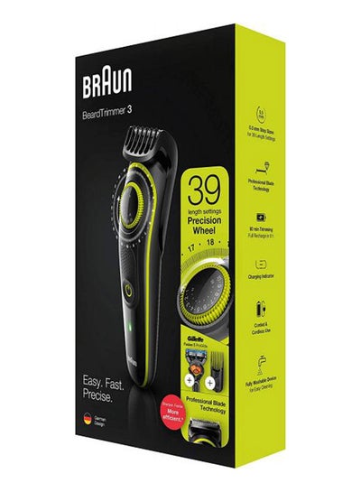 Buy Beard Trimmer Bt3241 With Precision Dial, 2 Combs And Gillette Fusion5 Proglide Razor Black/Lime Green 450grams in Egypt