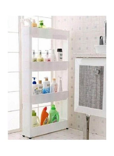 Buy Slide Out Storage Kitchen Trolley - 4 Tiers Off White 55X24X12cm in Egypt